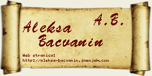 Aleksa Bačvanin vizit kartica